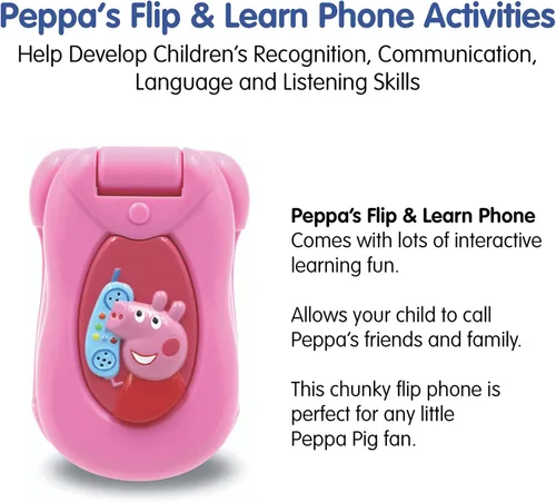 Miniatura 3 de Peppa Pig PP06 Peppa's Flip & Learn - Teléfono de juguete para niños, aprendizaje interactivo y desarrollo infantil, reconocimiento