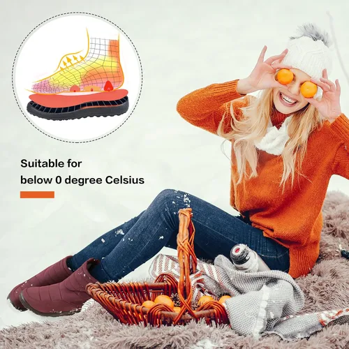 Miniatura 5 de Botas de nieve de invierno para mujer con soporte de arco para exteriores, con forro de piel cálida, botines con cremallera, impermeables, cómodos