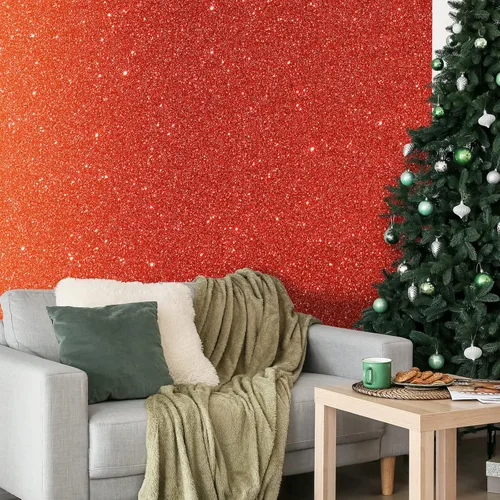 Miniatura 2 de CHIHUT Papel Tapiz Rojo con Purpurina 15.7''x100'' Tela con Purpurina Brillante Despegar y Pegar Rollo de Papel Tapiz Autoadhesivo Removible Papel