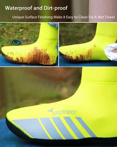 Miniatura 3 de Sportneer Fundas para zapatos cilíndricos, calentadores térmicos de invierno, cubierta de botas, neopreno impermeable y resistente al viento