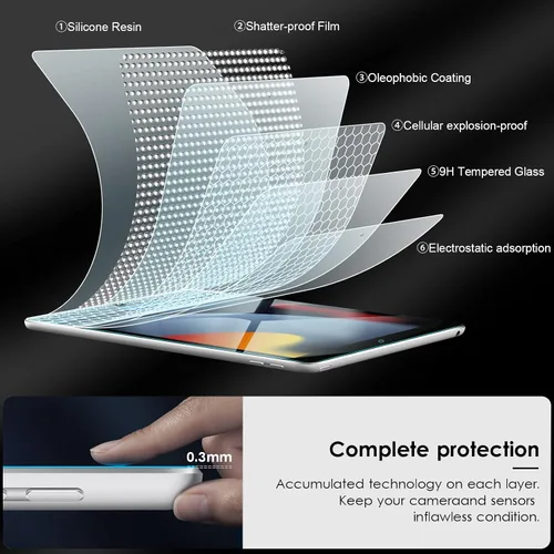 Miniatura 4 de VIKESI Protector de pantalla para iPad de 9ª, 8ª y 7ª generación, protector de película de vidrio templado de 10.2 pulgadas para iPad de 9ª / 8ª