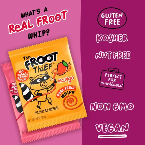 Miniatura 2 de THE FROOT Thief Golosinas de fruta real, sin frutos secos, perfectas para almuerzos escolares, bolsas individuales para niños, manzana, paquete de 5