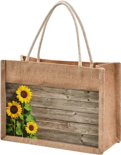 Miniatura 30 de CaTaKu Divertida bolsa de yute con asas y cremallera para gatos, bolsa de arpillera reutilizable con bolsillo frontal de lona, regalo para bodas, 12