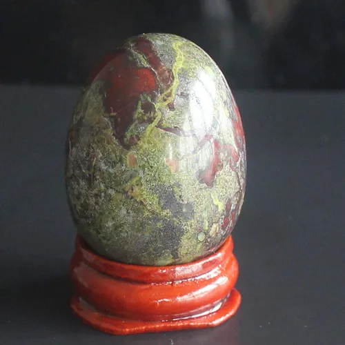 Miniatura 3 de Huevo de cristal de cuarzo rosa con piedras preciosas mixtas de 1.575x1.181 in con soporte de madera para decoración del hogar
