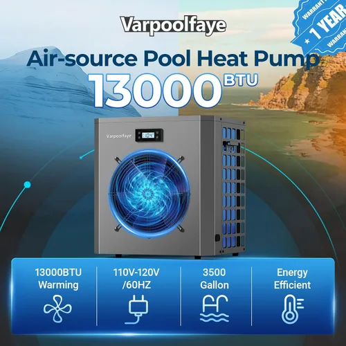 Miniatura 2 de Calentador de piscina sobre el suelo de 13000 BTU, bomba de calor eléctrica de 3500 galones, calentadores de piscina de 120 V de alta eficiencia COP