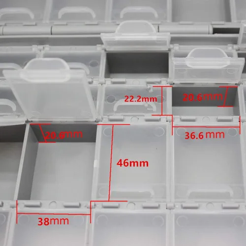 Miniatura 5 de AideTek BOXALL48 48 Tapas Caja Vacía Organizadora SMD SMT Tamaño 6 Pulgadas 9 Pulgadas Montaje en Superficie