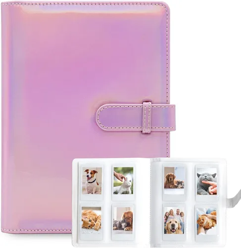 Álbum de fotos mini con 128 bolsillos para cámara Fujifilm Instax Mini, Polaroid Snap, Z2300, cámaras instantáneas SocialMatic e impresora Rosa