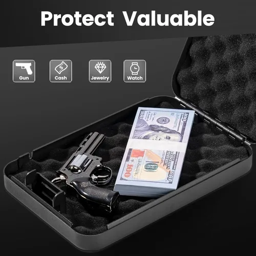 Miniatura 4 de Caja de Seguridad para Pistolas, Caja de Seguridad Portátil para Viajes en Auto, Caja de Seguridad para Armas con Cerradura de Llave, Cajas