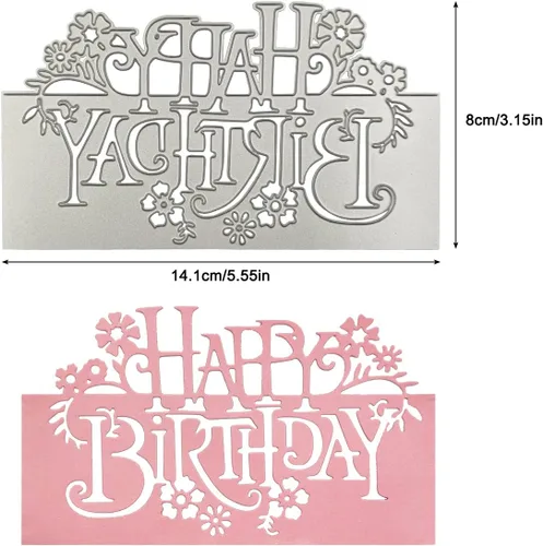 Miniatura 2 de 3 juegos de troqueles de corte de metal de feliz cumpleaños, plantillas troqueladas de mariposa y SENHAI Happy Birthday para hacer tarjetas