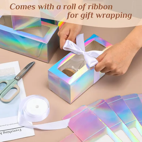 Miniatura 5 de Honoson 24 Piezas Caja de Regalo de Vaso con Cinta para Sublimación Cajas de Exhibición de Vidrio Transparente para Tazas de Beber de 12oz 16oz 20oz