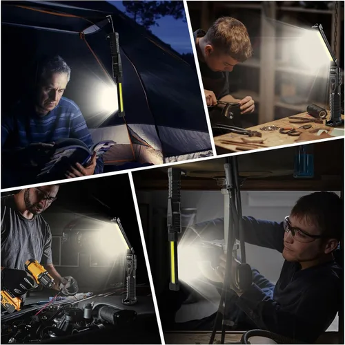 Miniatura 7 de Luz de trabajo LED magnética, 7 modos y luz de trabajo LED recargable de rotación de 180°, linterna COB portátil con imán fuerte, luz mecánica
