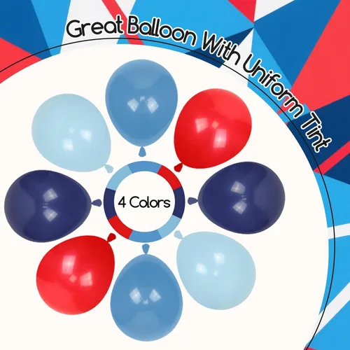 Miniatura 2 de 60 unidades de globos rojos y azules de 12 pulgadas con globos azul marino, azul pizarra y rojo polvoriento para decoraciones de baby shower, Azul