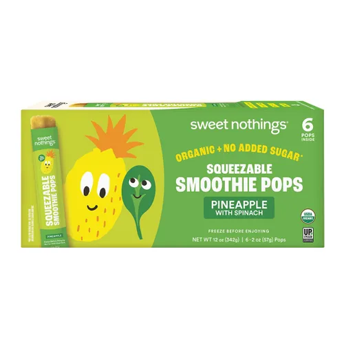 Miniatura 7 de Sweet Nothings, Piña, Paletas de batido de fruta exprimido para niños USDA Organic, paquete de 24 - Sin colorantes, sin azúcar añadida, sin lácteos