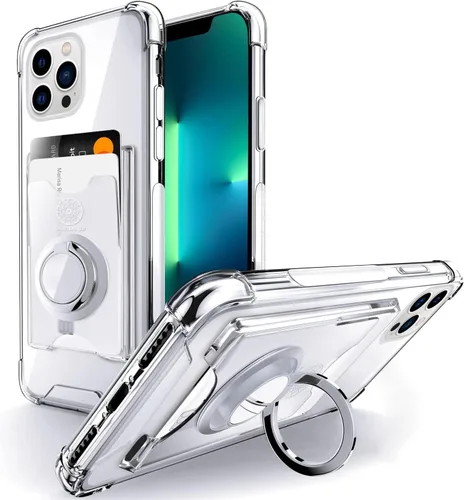Miniatura 13 de Shields Up Funda diseñada para iPhone 8 Plus/iPhone 7 Plus, funda minimalista con tarjetero [3 tarjetas] y soporte de anillo, funda protectora