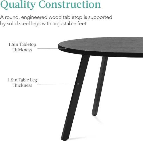 Miniatura 6 de Best Choice Products Mesa de comedor redonda de mediados de siglo moderna de 35.5 pulgadas, comedor que ahorra espacio para el hogar, cocina, Negro