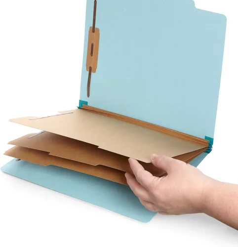 Miniatura 2 de Blue Summit Supplies Carpetas de clasificación azul claro, 3 divisores, tamaño carta con expansiones de 2 pulgadas, 8 secciones, paquete de 10