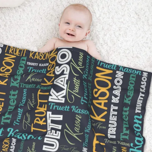 Miniatura 7 de Manta personalizada para bebés, niñas, niños, mantas personalizadas con nombre, artículos para niños, cuna negra