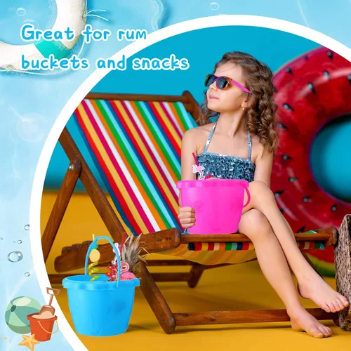 Miniatura 7 de Yinder 20 paquetes de cubos de arena a granel para niños, cubos de plástico de 6.5 pulgadas, juguetes de playa para recuerdos de fiesta de piscina