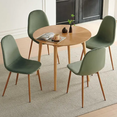 Miniatura 11 de Homedot Juego de mesa de cocina de 5 piezas para 4, mesa de comedor MDF de 47 pulgadas con grano de madera de nogal, 4 sillas tapizadas, silla