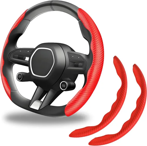 Miniatura 8 de 2 piezas Funda de volante de fibra de carbono antideslizante, Funda de volante antideslizante/Protector de volante segmentado/Accesorios