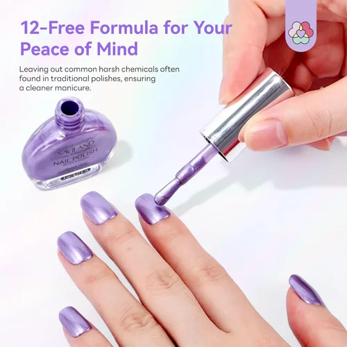 Miniatura 5 de SAVILAND Juego de esmaltes de uñas de secado rápido: 12 piezas de esmalte de uñas de 12 unidades sin 12 colores metálicos de esmalte de uñas