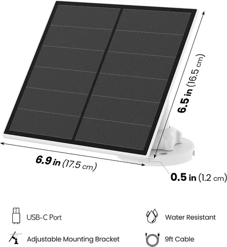 Miniatura 2 de Feit Electric Panel solar de carga continua/SOL/CAM compatible con Feit Electric Smart Outdoor Camera CAM/WM/WiFi/BAT, cable de 9 pies, micro-USB