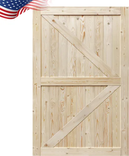 Miniatura 14 de S&Z TOPHAND Puerta de granero de 24 x 84 pulgadas, pino nudoso británico sin terminar/estilo rústico tradicional americano/superficies