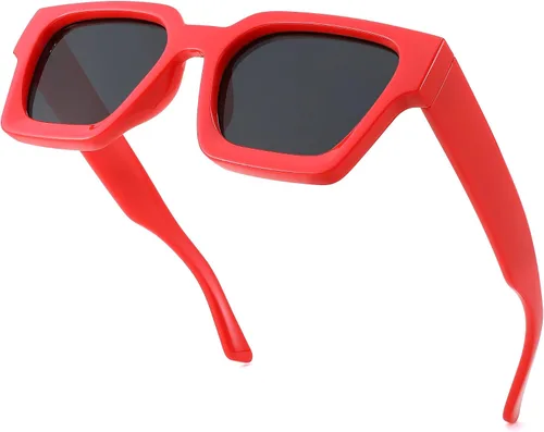 Miniatura 98 de FEISEDY Gafas de sol cuadradas retro de los años 90 para mujeres y hombres, gafas de sol rectangulares gruesas de moda con protección UV400 B2385