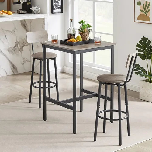 Miniatura 10 de ODUWA Juego de mesa y sillas de bar para 4,5 piezas de altura de mostrador Bistró Pub con 4 taburetes tapizados de poliuretano para comedor, cocina