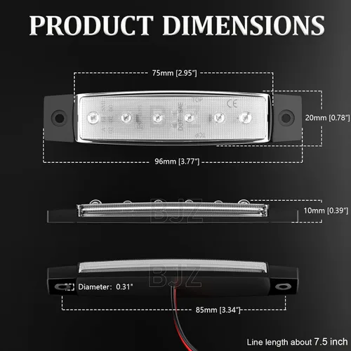 Miniatura 6 de BJZ luces LED para remolque verdes, 6 luces LED, barra de luz de señal de giro, indicador de luz de 3.8" para parte delantera y trasera