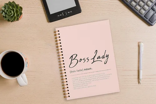 Miniatura 3 de Tizzer Boss Lady Definition - Cuaderno con espiral de tapa dura con forro rosa para notas de trabajo, diario de 5.5 x 8.3 pulgadas, regalos