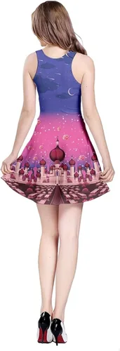 Miniatura 2 de CowCow - Vestido sin mangas para mujer con diseño de sirena unicornio conejo de Alicia en el País de las Maravillas princesa de Aladino enanos