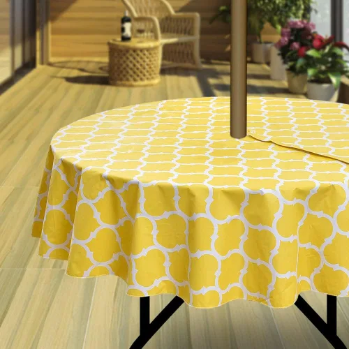 Miniatura 23 de Hipinger Vinyl Round Fitted Tablecloth with Zipper and Umbrella Hole, Outdoor Oil Waterproof Stain Resisteant PVC Table Cover 40-44 Inch, Black