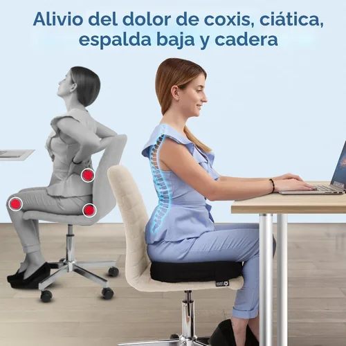 Miniatura 2 de 5 STARS UNITED Cojín de asiento para aliviar el dolor de coxis – Cojín grande de espuma viscoelástica para recuperación de coxis, cadera, ciática