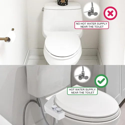 Miniatura 6 de BIDETbidet - Accesorio de bidé ultradelgado reversible para agua caliente izquierda/derecha con control de temperatura, juego de pomos
