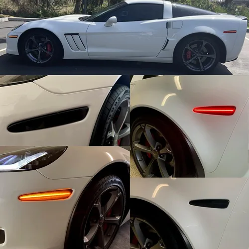 Miniatura 5 de Luces LED de posición lateral para Chevy Corvette C6 Z06 ZR1 2005-2013, lente ahumada ámbar delantera y trasera, luces rojas C6 de marcador