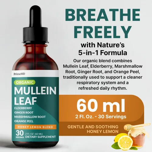 Miniatura 2 de Gotas de gordolobo 5 en 1 para apoyo bronquial y respiratorio con extracto de hoja de gordolobo suplemento pulmonar – Tintura de gordolobo con raíz