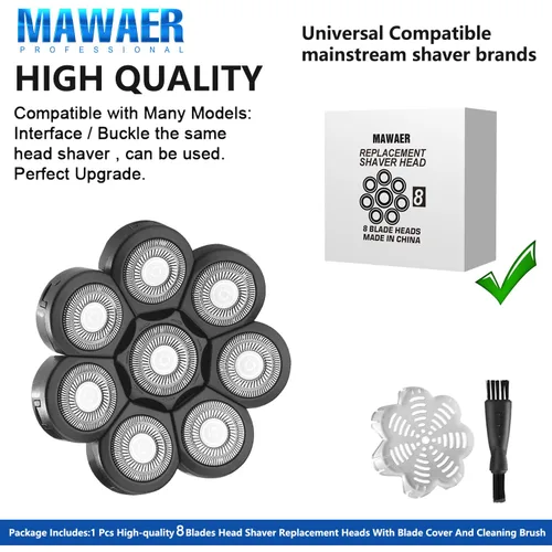 Miniatura 2 de Cuchillas de repuesto universales de 8 cabezales compatibles con la serie Freedom y la mayoría de las marcas convencionales 8 Negro