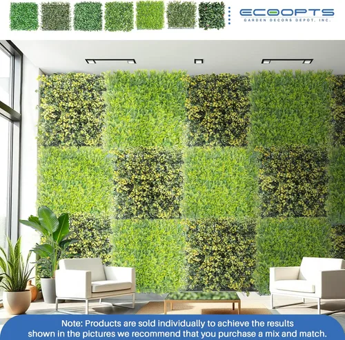 Miniatura 7 de ECOOPTS Valla de hiedra artificial de 20 x 20 pulgadas, panel de vegetación de boj beige para decoración de hiedra para el hogar, patio