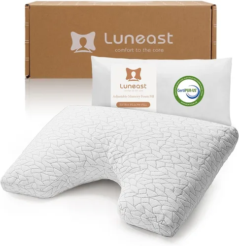 Miniatura 14 de Almohadas de espuma viscoelástica Luneast para dormir ajustable, transpirable, para dormir de lado, espalda y estómago, funda de almohada lavable