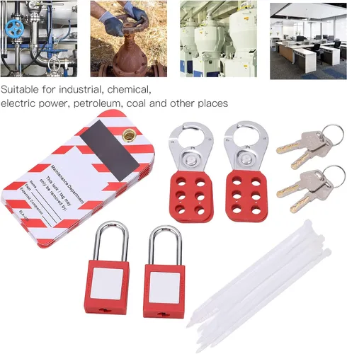 Miniatura 3 de Kit de etiquetado de bloqueo eléctrico, cerrojo de etiqueta Loto cerraduras de candado Conjunto de candado a prueba de herrumbre Equipo de energía