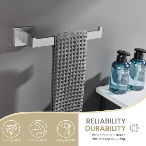 Miniatura 4 de Suyar Toallero de baño, barra de toalla de mano de acero inoxidable SUS 304 para pared, níquel cepillado