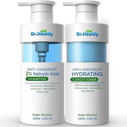 Dr.Healdy juego de champú y acondicionador anticaspa - 2% de ácido salicílico, detiene la descamación y la picazón del cuero cabelludo – Sin sulfato