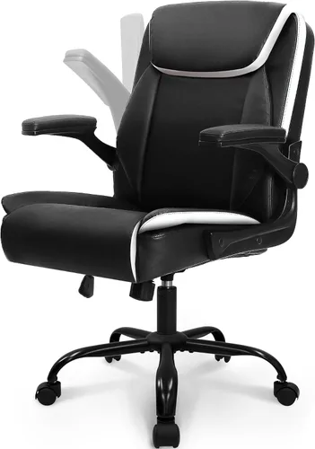 Miniatura 13 de NEO CHAIR Silla ergonómica ejecutiva para computadora de escritorio, oficina, juegos, de cuero con reposabrazos abatibles acolchados ajustables