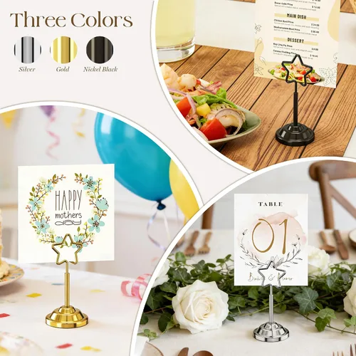 Miniatura 5 de Urban Deco 16 tarjeteros de mesa de acero de 4 pulgadas para fotos, letreros de comida, notas de notas, bodas, restaurantes, cumpleaños