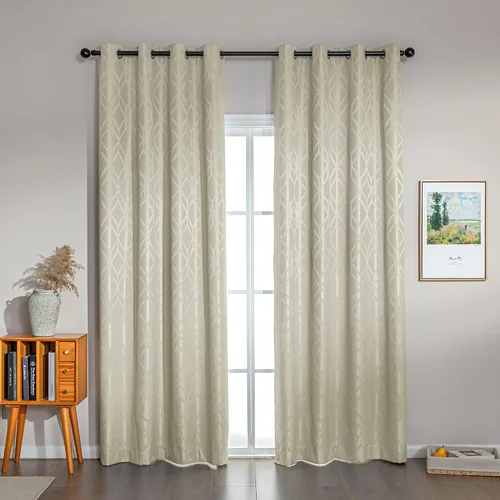 Miniatura 11 de Amazon Basics Cortinas Jacquard 100% opacas de 2 piezas, cortinas para sala de estar y dormitorio, tratamiento de ventana con aislamiento térmico