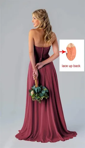 Miniatura 4 de ZLQQ Vestidos largos de dama de honor para mujer, vestidos largos de gasa para boda, noche, vestido formal de graduación, Borgoña