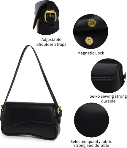 Miniatura 7 de Bolso tote de piel sintética para mujer con 2 correas extraíbles y cierre de cremallera