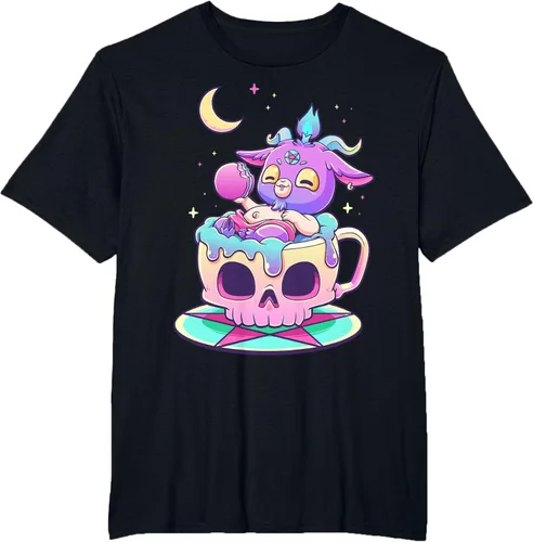 Miniatura 79 de Kawaii Pastel Goth Cute espeluznante Pentáculo Baphomet - Camiseta de cabra, Negro