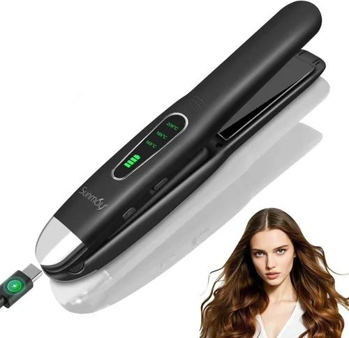 Miniatura 10 de SUNMAY Alisador de pelo inalámbrico, mini plancha plana portátil para viajes, calentamiento rápido de 20 segundos, recargable USB-C de 5000 mAh